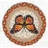 Earth Rugs Round Trivet – 10"x10" Monarch Butterfly Printed Braided Jute Mat in Natural Botanical Garden Style - 2 of 3