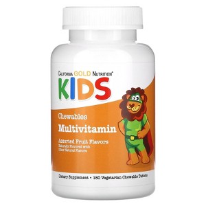 California Gold Nutrition Chewable Multi-Vitamin For Children, Assorted Fruit, 180 Vegetarian Tablets - 1 of 3