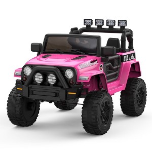 12V Kids Ride On Truck Car - 2 Speeds, Spring Suspension, Remote Control, LED Lights, MP3 Player, Safety Belt - 1 of 4