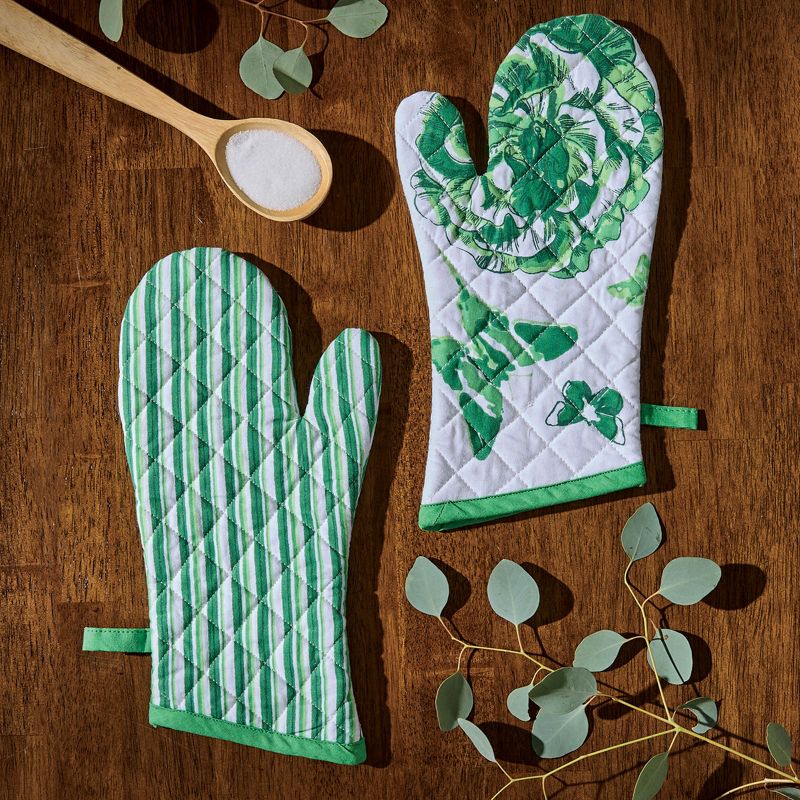 Patricia Heaton Home Green Florals And Flitters Floral Oven Mitt, 2 of 5