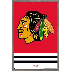 Trends International NHL Chicago Blackhawks - Logo 21 Framed Wall Poster Prints - 1 of 4