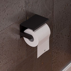 ALFI ABTPC66-BLA Black Matte Stainless Steel Toilet Paper Holder with Shelf - 1 of 2