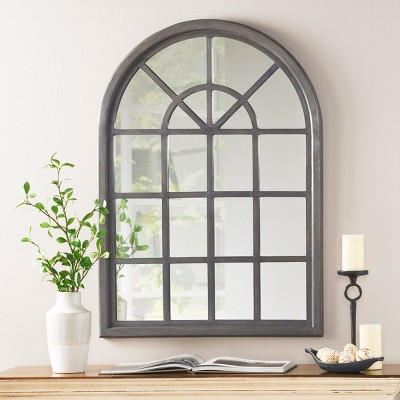 Wood Arch Mirror Entrance Way Mirror Arched Window Mirror Wall Decor Bedroom Wall Mirror-The Pop Home