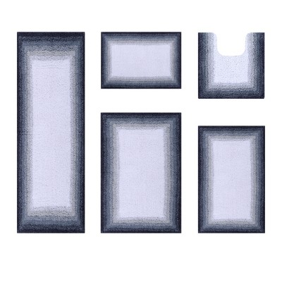 Torrent Collection 5 Piece 100% Soft Cotton Tufted Weave Bath Rug Set, Ombre Pattern, Super Soft & Absorbent, Machine Washable Bathroom Mats