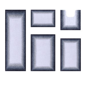 Torrent Collection 5 Piece 100% Soft Cotton Tufted Weave Bath Rug Set, Ombre Pattern, Super Soft & Absorbent, Machine Washable Bathroom Mats - 1 of 4