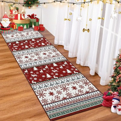 GustoWave Washable Christmas Vintage Boho Floor Area Rug, Low Pile for Bedroom Living Room