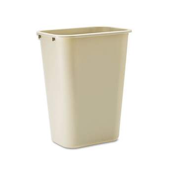 Rubbermaid Commercial Deskside Plastic Wastebasket Rectangular 10 1/4 gal Beige 295700BG