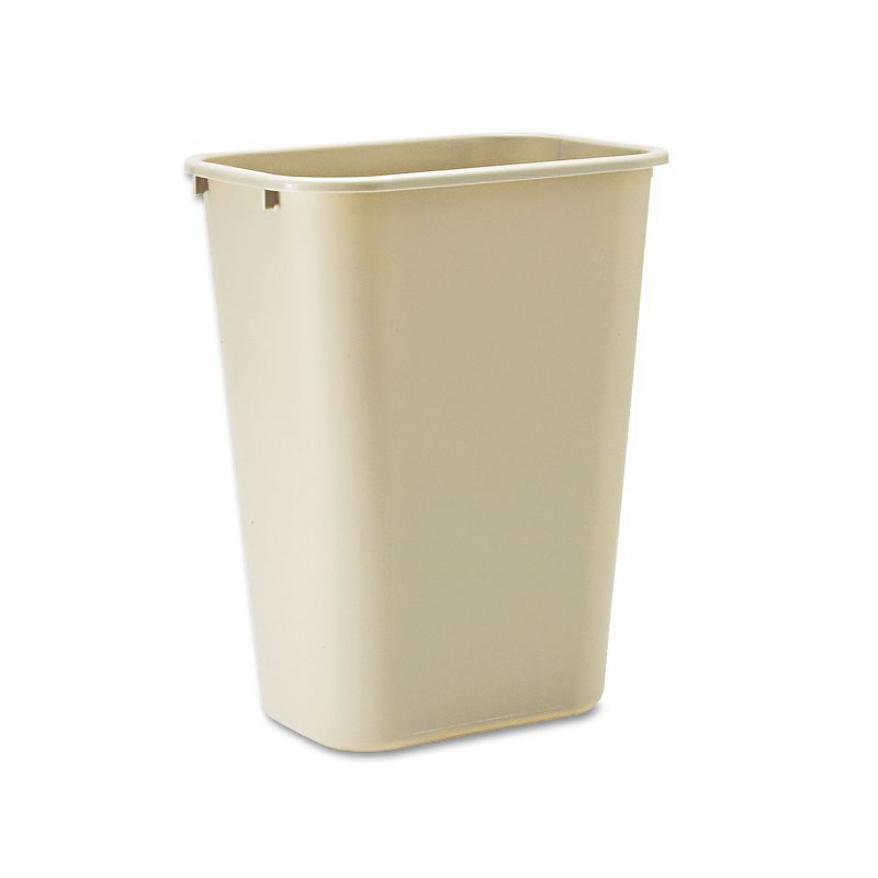 Rubbermaid Commercial Deskside Plastic Wastebasket Rectangular 10 1/4 gal Beige 295700BG, 1 of 3