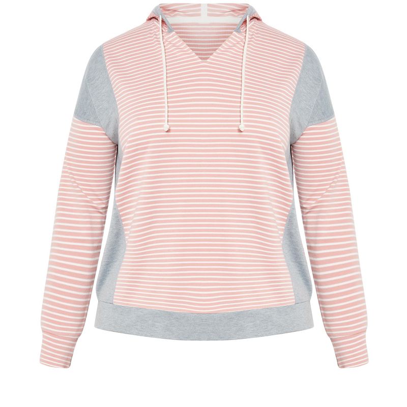 Women's Plus Size Seeing Stripes Sweater - Pink | AVENUE, 5 of 7