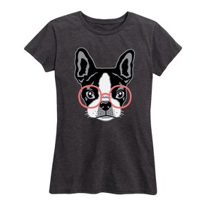 Women's - Instant Message - French Bulldog With Glasses Short Sleeve Graphic T-Shirt - 1 of 4