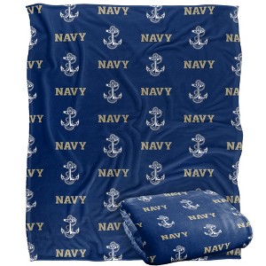 Us Naval Academy Logo Pattern Silky 50x60 Blanket, 1 Sided - 1 of 4