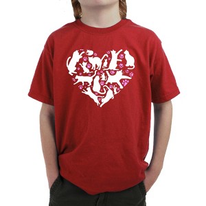 LA Pop Art Cat Heart - Boy's Word Art T-Shirt - 1 of 4