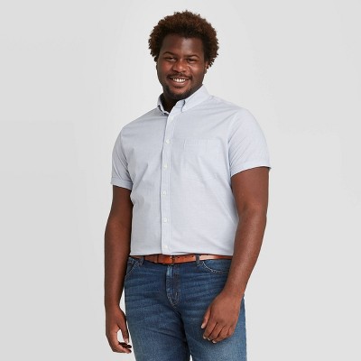 Men's Big & Tall Standard Fit Stretch Poplin Short Sleeve Button-Down Shirt - Goodfellow & Co™