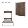 Full Size Half Self-Close and Open Murphy Bed Cabinet with Side Cabinet Bookshelf, Brown - ModernLuxe - 4 of 4