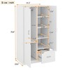 2-Door Wooden Wardrobe with 5 Fixed Shelves and 1 Drawer, Clothing Armoire with Hanging Rod 4Q - ModernLuxe - 3 of 4