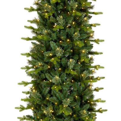 7.5' Prelit Slim Green Fir Artificial Christmas Tree with Clear Lights