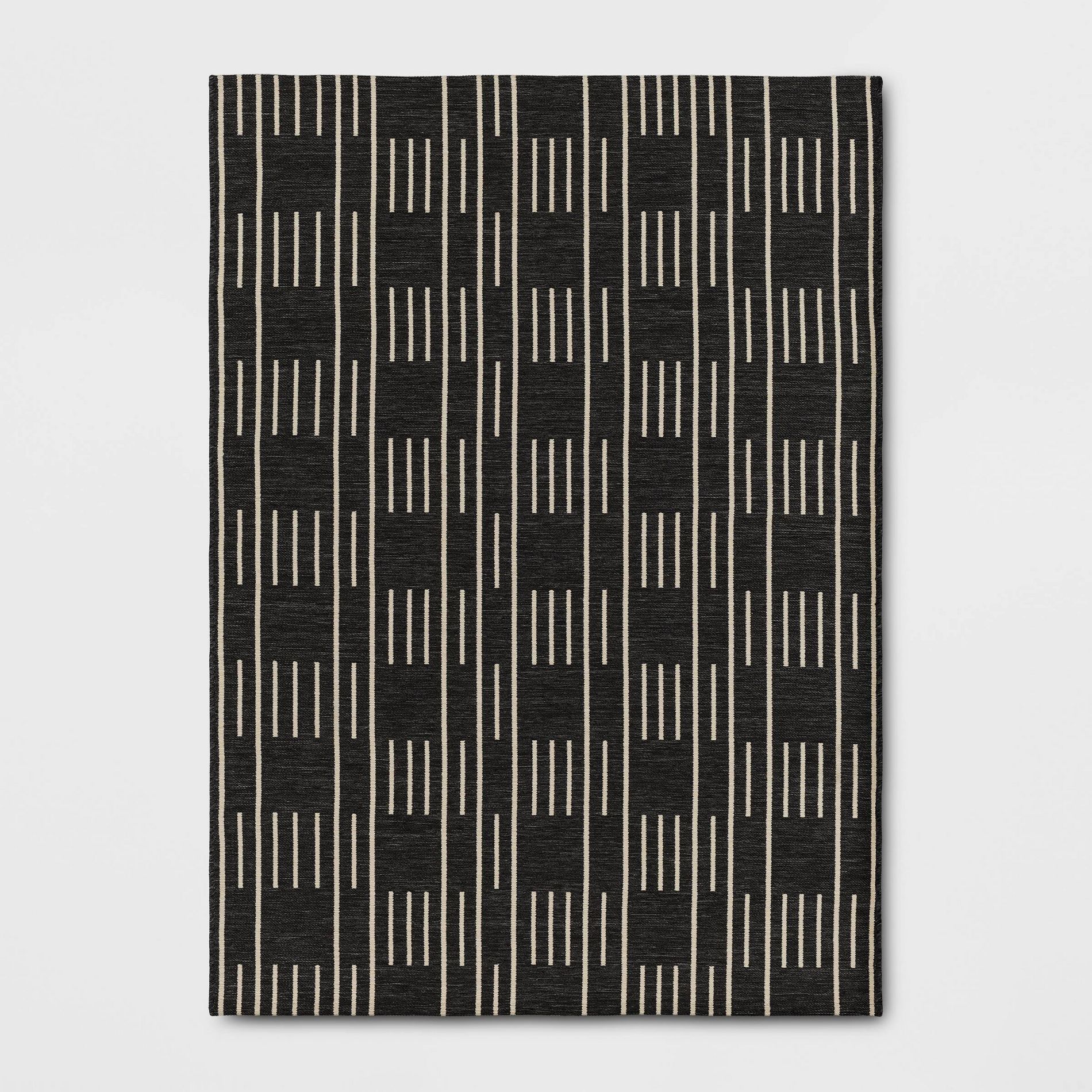 Striped Checks Outdoor Rug Charcoal Gray - Threshold™