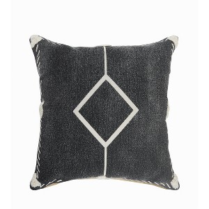 HomeRoots 20" X 20" White And Black 100% Cotton Geometric Zippered Pillow - 1 of 4