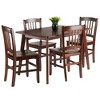 5pc Shaye Dining Table with Slat Back Chairs Walnut - Winsome: Mid-Century Modern, Wood, Non-Extension, Seats 4 - image 2 of 3