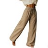 Womens Drawstring Elastic Waist Relaxed Fit Wide Leg Pants - 3 of 4