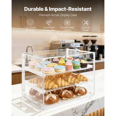 VEVOR Bakery Display Case, 3-Tier Commercial Countertop Pastry Display Case, Clear Acrylic Bread Box for Kitchen, Party Cake Cabinet,Transparent — фото 3