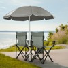 DOMETOUR Portable Grey Outdoor 2-Seat Folding Chair with Removable Sun Umbrella - 2 of 4