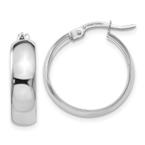 Black Bow Jewelry 4.5mm Polished Round Hoop Earrings 10k White Gold, 18mm (11/16 Inch) - 1 of 4