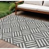 Black And Ivory Geometric Washable Indoor Outdoor Area Rug - 2 of 4