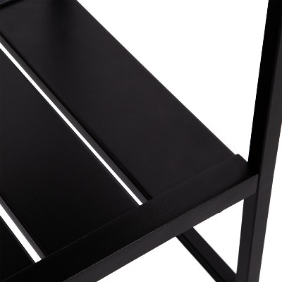 Natural Brown and Black Mango Wood Console Table with Metal Shelf