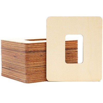 Bright Creations 24-Pack Unfinished Wood Frames Cutout for DIY Craft Home Decor Natural Color 5 x 6"
