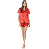 Ashford & Brooks Women's Satin Short Sleeve Pajama Shorts Set - 2 of 4