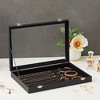 Juvale Small Velvet Jewelry Display Case - Organizer Travel Tray for Rings, Bracelets, Necklaces, Retail (Black) - 2 of 4