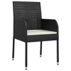 vidaXL Patio Chairs with Cushions 4 pcs Poly Rattan Black - 3 of 4