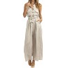 Women's Revive Linen Pinstripe Jumpsuit - OLIVACEOUS - 4 of 4
