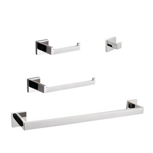 ChicFurnit Bathroom Towel Holder 4 Piece Set for Stylish Design and Long Lasting Corrosion Resistance, Silver, 24"*4"*2" - 1 of 4