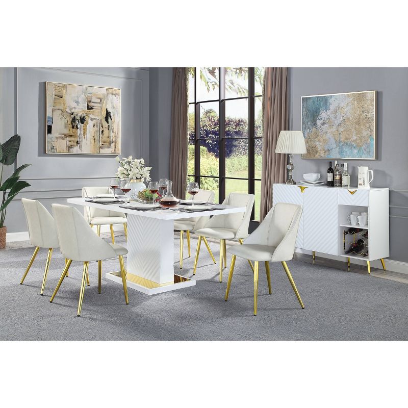 71&#34; Gaines Dining Table White High Gloss Finish - Acme Furniture, 1 of 6