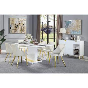 71" Gaines Dining Table White High Gloss Finish - Acme Furniture