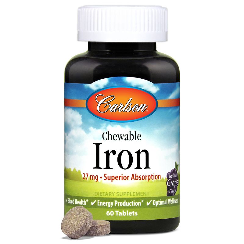 Carlson - Chewable Iron, 27 mg, Superior Absorption, Blood Health, Natural Grape Flavor, 4 of 5