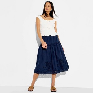 Women's Eyelet Midi A-Line Skirt - Wild Fable™ Navy Blue M : Target