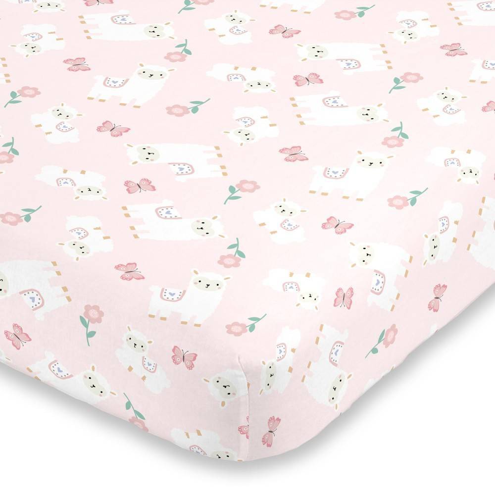 Photos - Bed Linen Little Love By NoJo Sweet Llama and Butterflies Super Soft Fitted Crib She