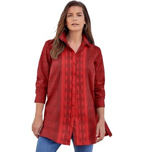 Roaman's Women's Plus Size Kate Tunic Big Shirt - 1 of 4
