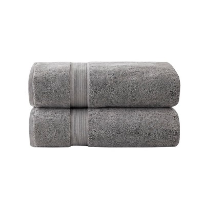 Vynxaria Gray Antimicrobial Cotton Bath Sheet 2 Piece Set