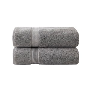 Vynxaria Gray Antimicrobial Cotton Bath Sheet 2 Piece Set - 1 of 4