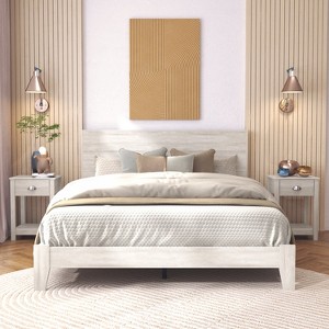 Galano Layton 3-Piece Queen Wood Bedroom Set with Nightstand in Dusty Gray Oak, Amber Walnut, Black with Industrial Oak - 1 of 4