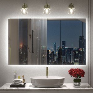 Apmir Super Bright 192 LEDs/m Back LED Lighted Anti-Fog Tempered Glass Bathroom/Vanity Mirror with ETL & 3-Year Warranty - 1 of 4