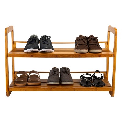 Caramel Bamboo 2-Tier Stackable Shoe Rack