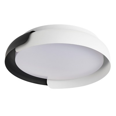 Modern LED Flush Mount Ceiling Light, Black and White Swirl Round Fixture for Bedroom or Kitchen