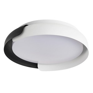 Modern LED Flush Mount Ceiling Light, Black and White Swirl Round Fixture for Bedroom or Kitchen - 1 of 4
