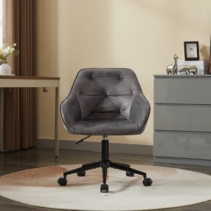 Elegent Height Adjustable Velvet Office Chair with Wheels for Home Office, Bedroom, Study and Vanity - 1 of 4