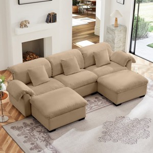 U Shaped Chaise Sectional Sofa,Modern Velvet Sectional Sofa With Soft Backrest And Seat Cushion,Sectional Sofa With Storage-Cuddlewood - 1 of 4
